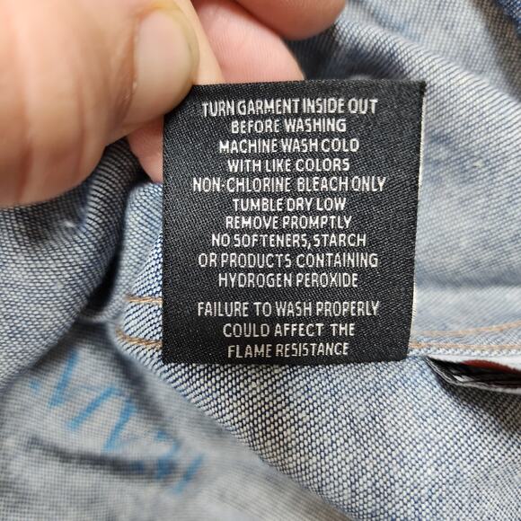 Cody James FR Mens Shirt Medium Blue Denim Western Long Sleeve Button Up Rodeo - Picture 9 of 16